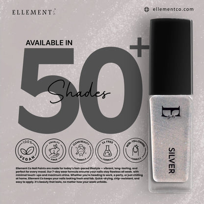 Silver Vegan Nail Polish – Chip-Resistant, Non-Yellowing, Gel-Like Mirror Finish, Long-Lasting 4