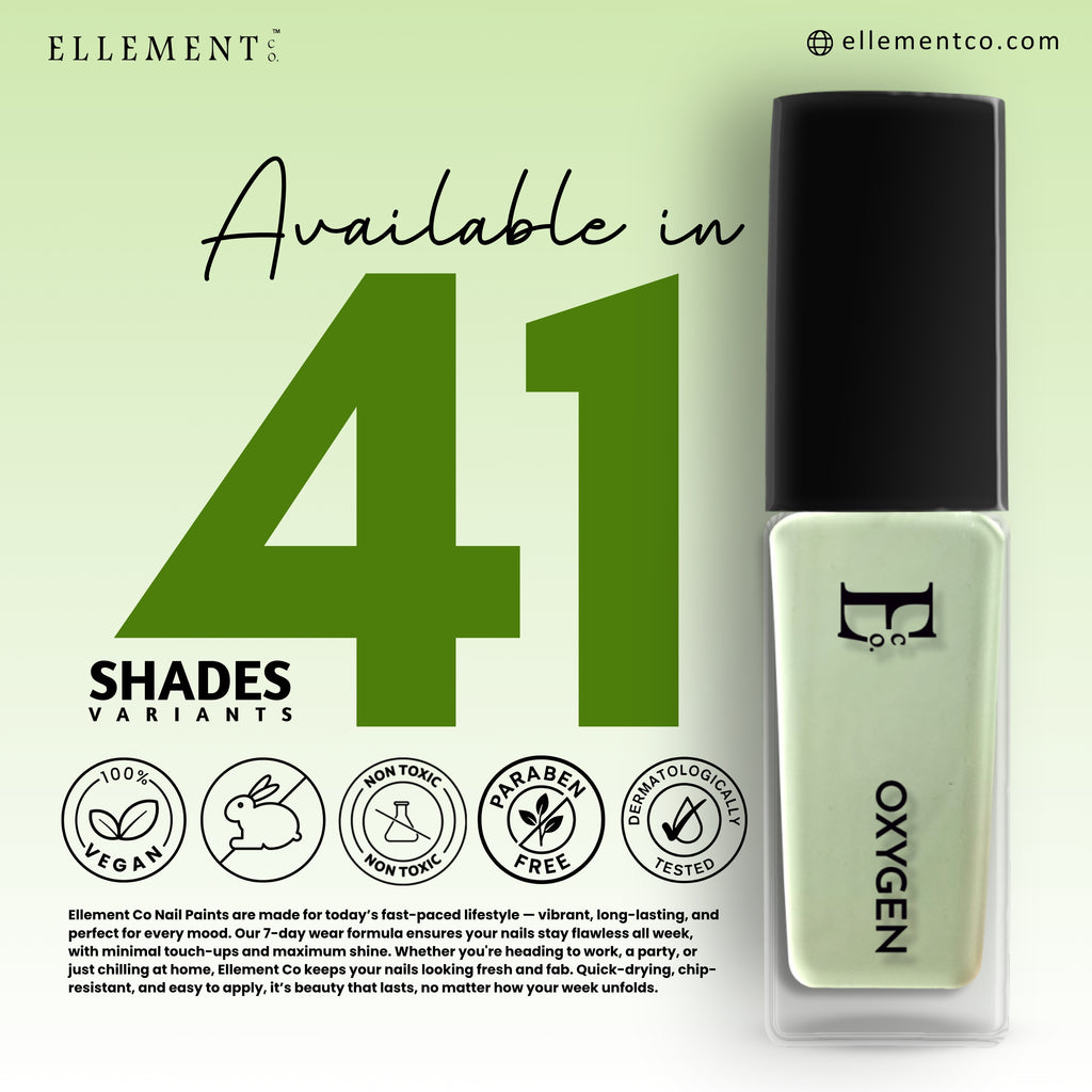 Oxygen Vegan Light Green Nail Polish – Chip-Resistant, Non-Yellowing, Gel-Like Shine, Long-Lasting