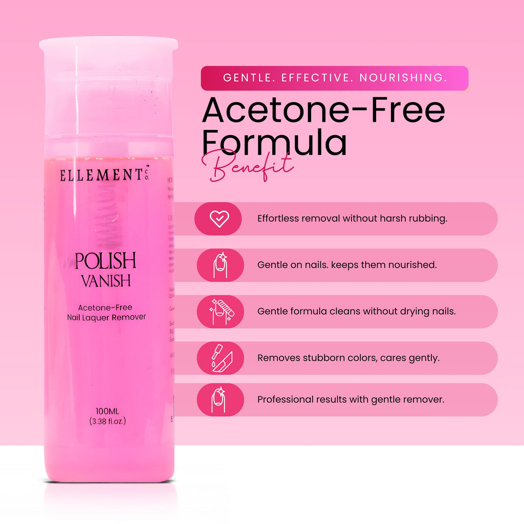 Polish Vanish Acetone-Free Nail Polish Remover – Gentle, Nourishing Formula for Easy Removal of Tough Colors & Glitter