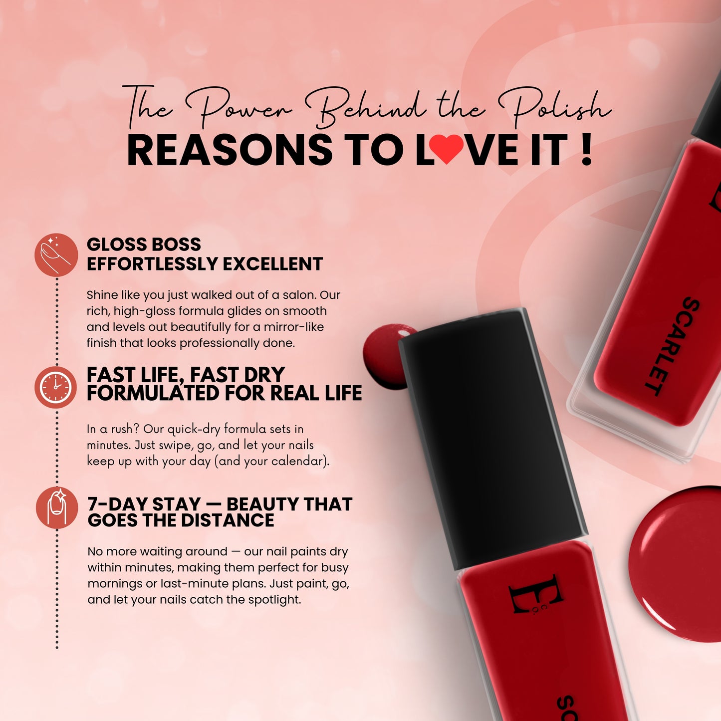SCARLET Vegan Nail Polish, Red Color -10 Ml