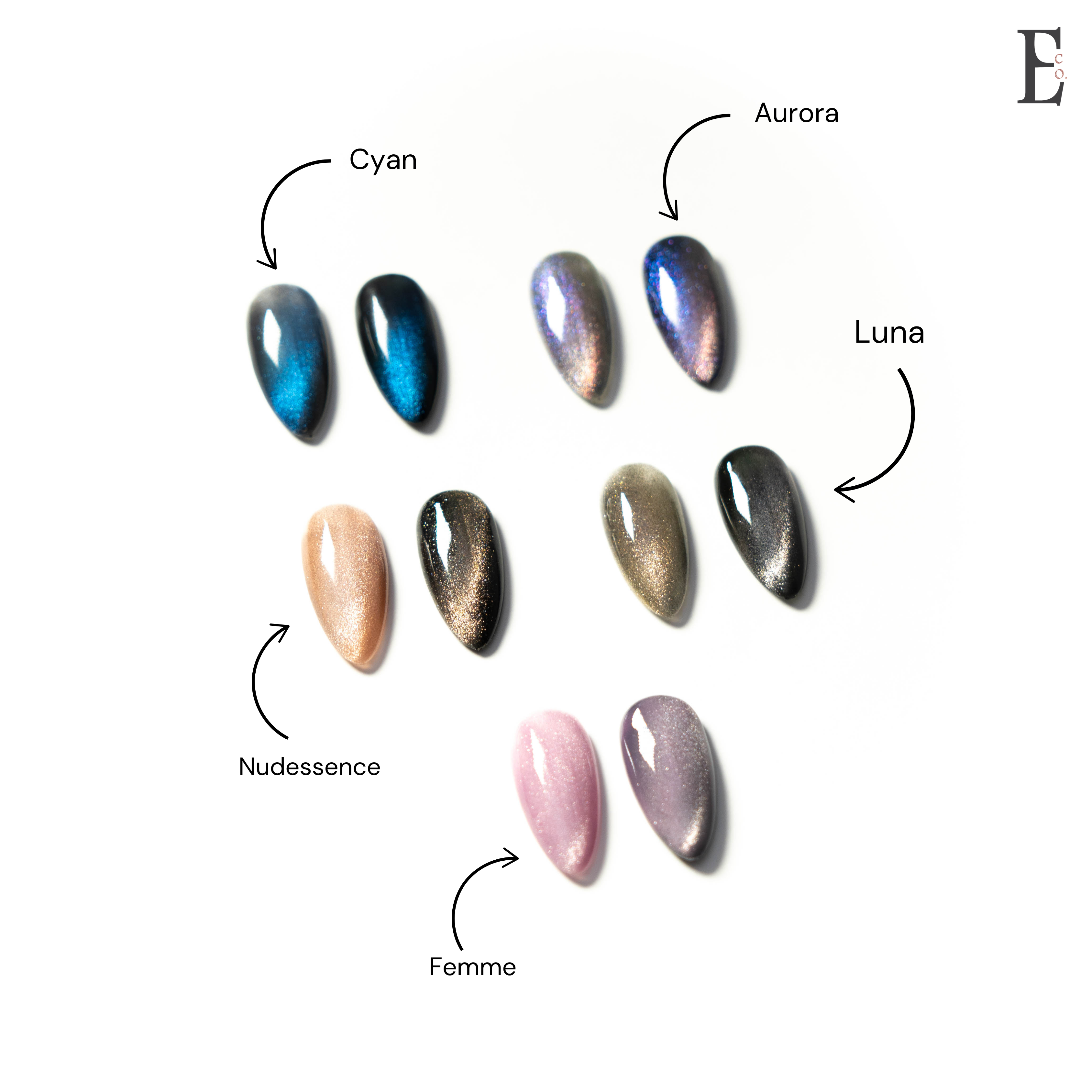 Nudessence Cat Eye Gel Polish – Dull Nude Brown with Gold Tints, Magnetic Multi-Dimensional Nail Art, Long-Lasting Gel