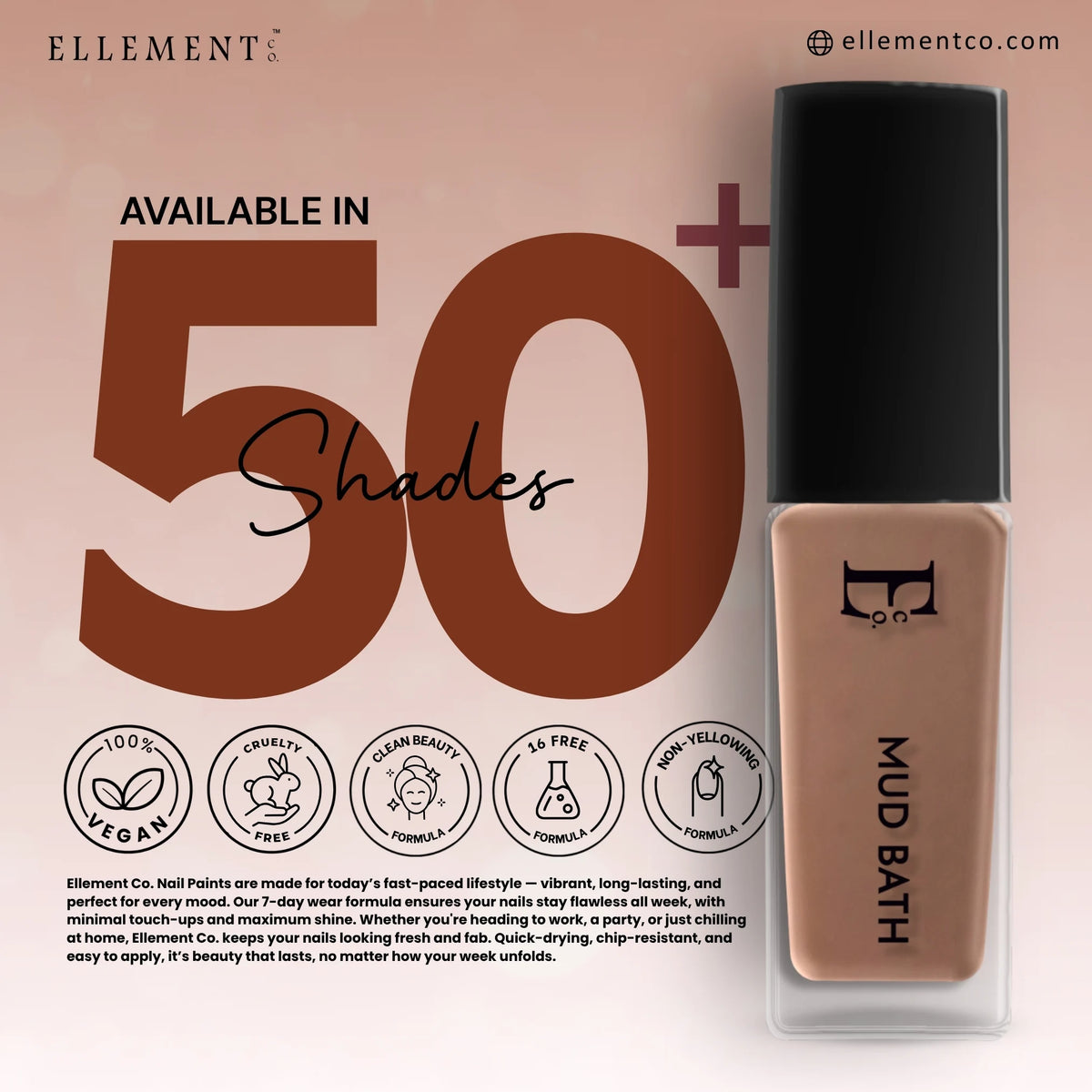 Mudbath Vegan Beige Nude Nail Polish – Chip-Resistant, Non-Yellowing, Gel-Like Shine, Long-Lasting 4