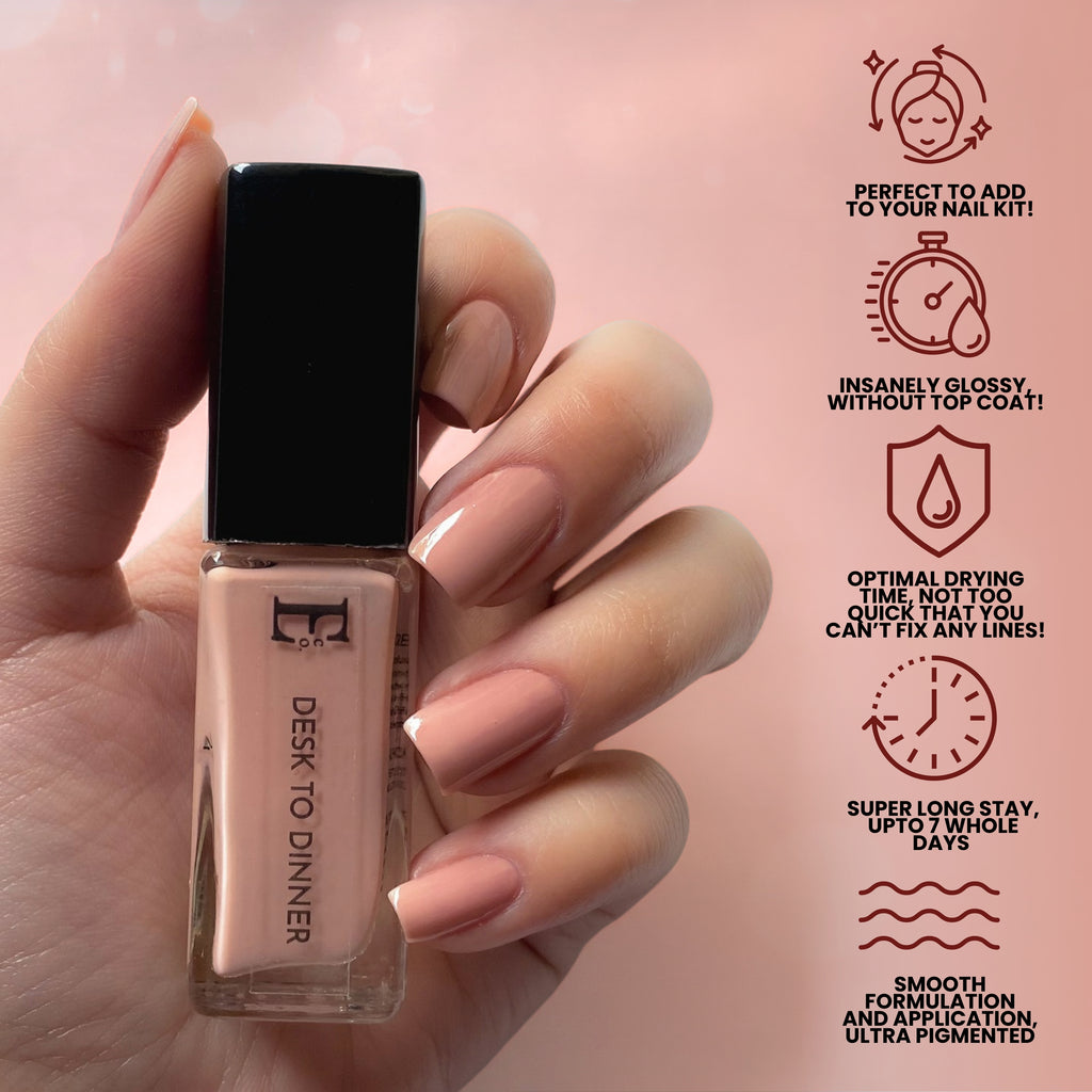 Desk to Dinner Vegan Nude Brown Nail Polish – Chip-Resistant, Non-Yellowing, Gel-Like, Long-Lasting