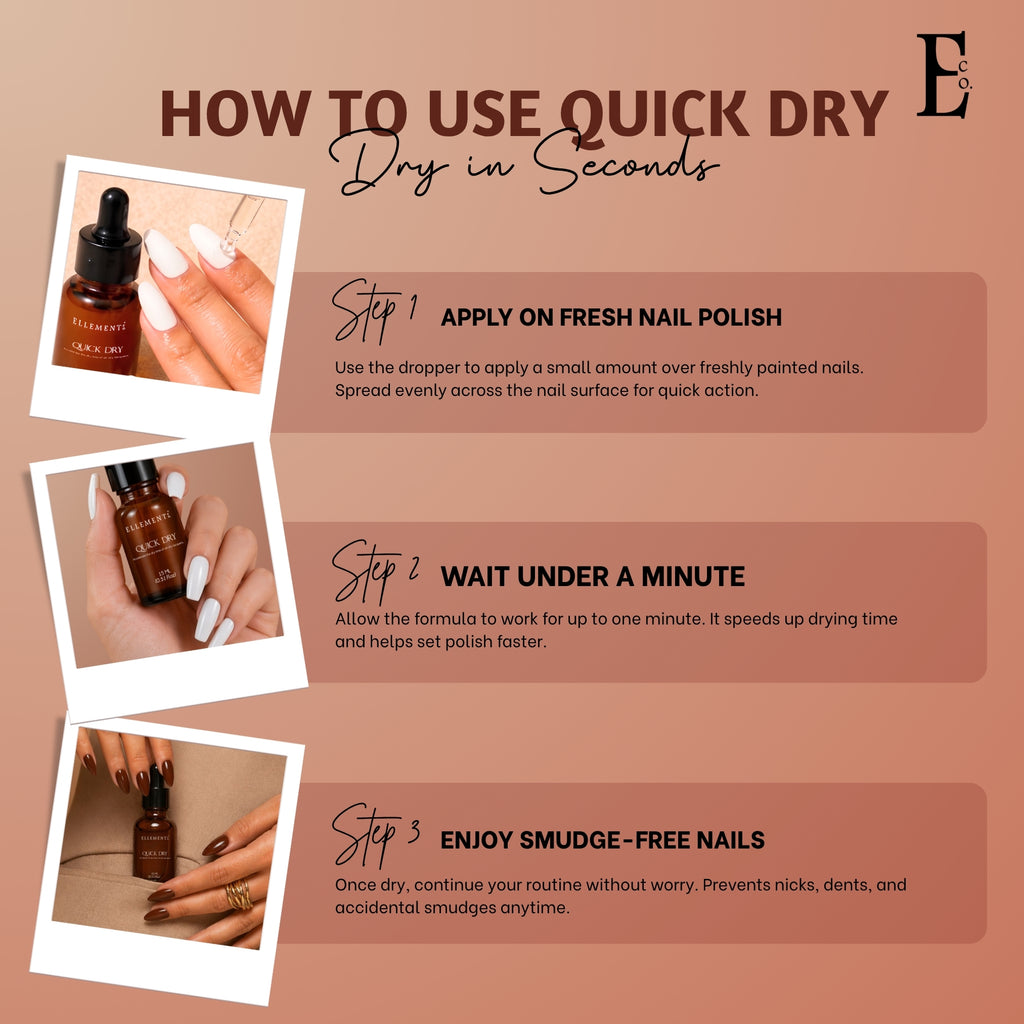 Ellement Co. Quick Dry Nail Drops – Fast-Drying, Smudge-Free Polish Accelerator, 15ML