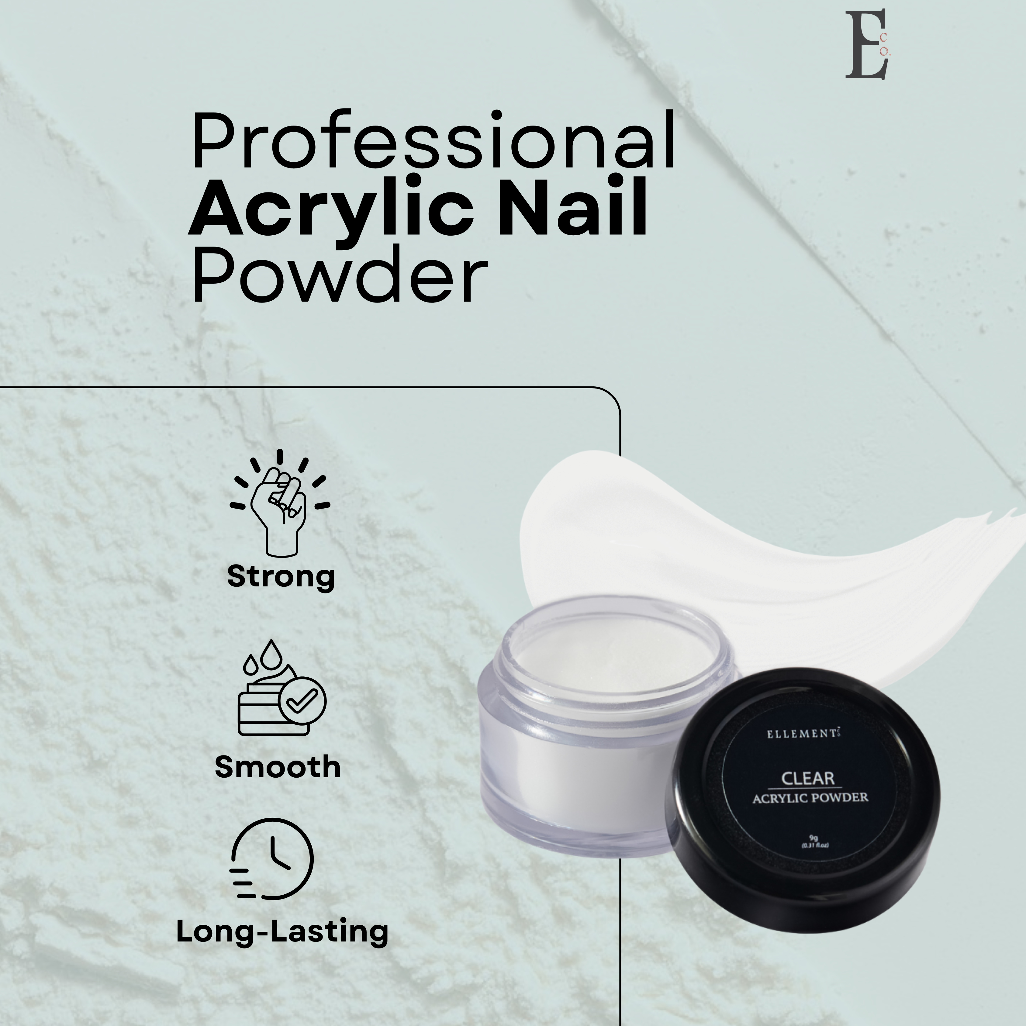 Clear Acrylic Powder for Nails – Professional Acrylic Nail Powder for Extensions, Overlays & Nail Art – Self-Leveling, Medium Viscosity, Strong Adhesion – Perfect for Beginners & Professionals