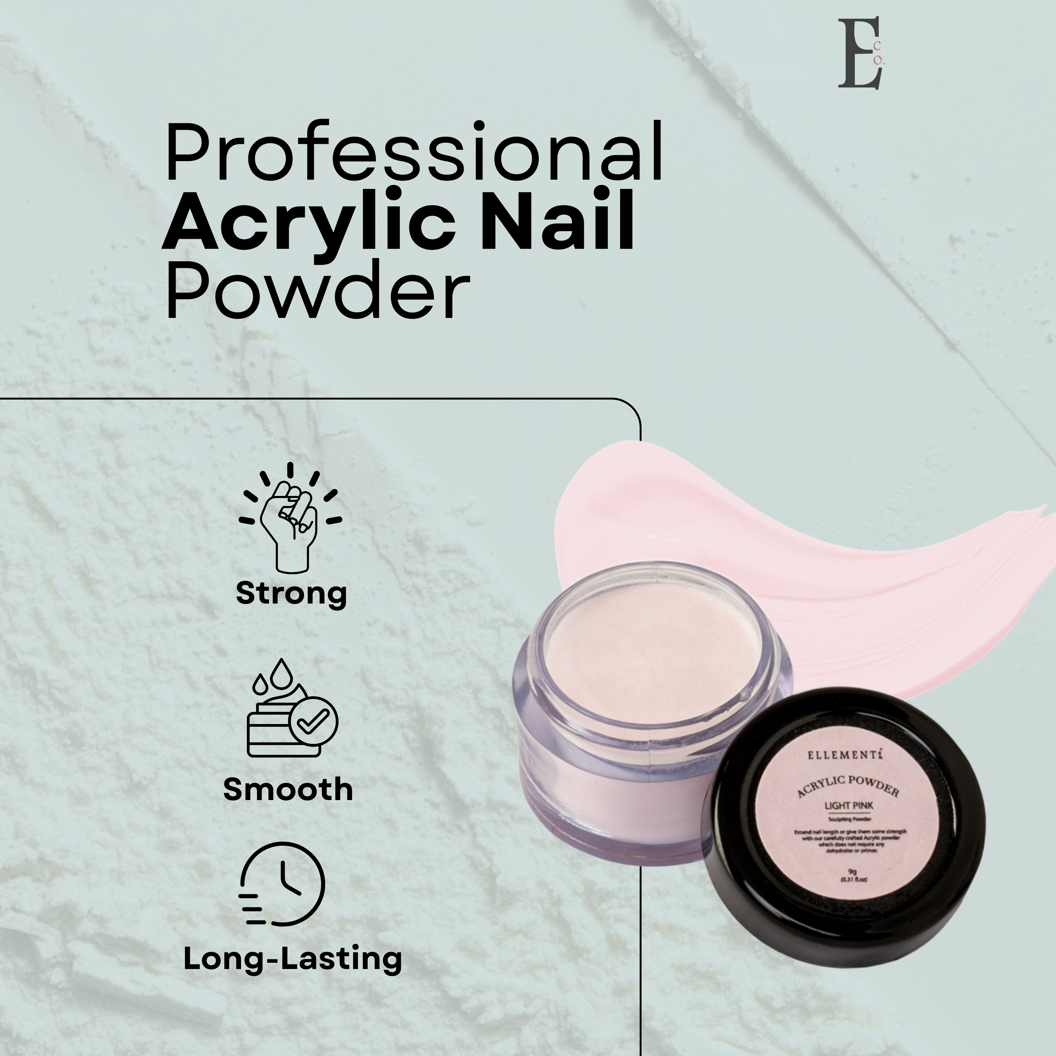 Light Pink Acrylic Powder for Nails – Professional Acrylic Nail Powder for Extensions and Overlays - Perfect for Nail Art and Enhancements