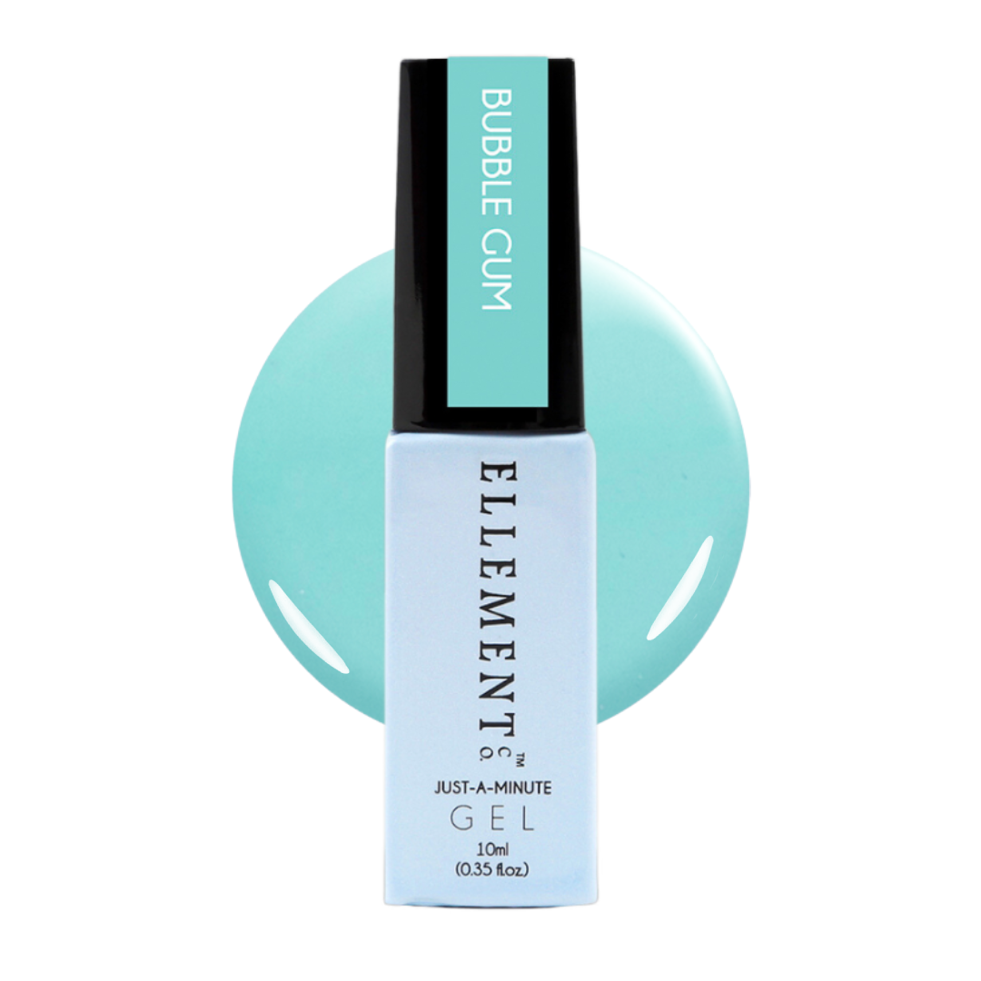 Bubble Gum Gel Polish – Light Blue with Green Tint, Pastel Summer Shade, Smooth Streak-Free Application