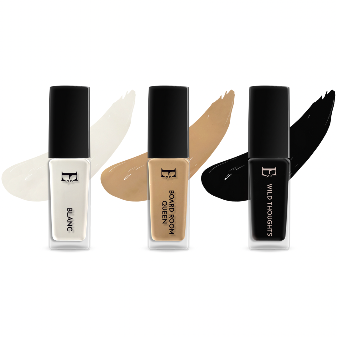 Chic Trio Nail Polish Set – Pack of 3 (Crisp White, Chic Nude & Bold Black) | Long-Lasting, Glossy Finish | Blanc, Board Room Queen & Wild Thoughts | Nail Lacquer Gift Set