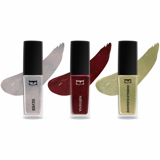 Christmas Chic Nail Polish Set – Silver, Nirvana Red & Emerald Elegance | Metallic Holiday Colors | Set of 3