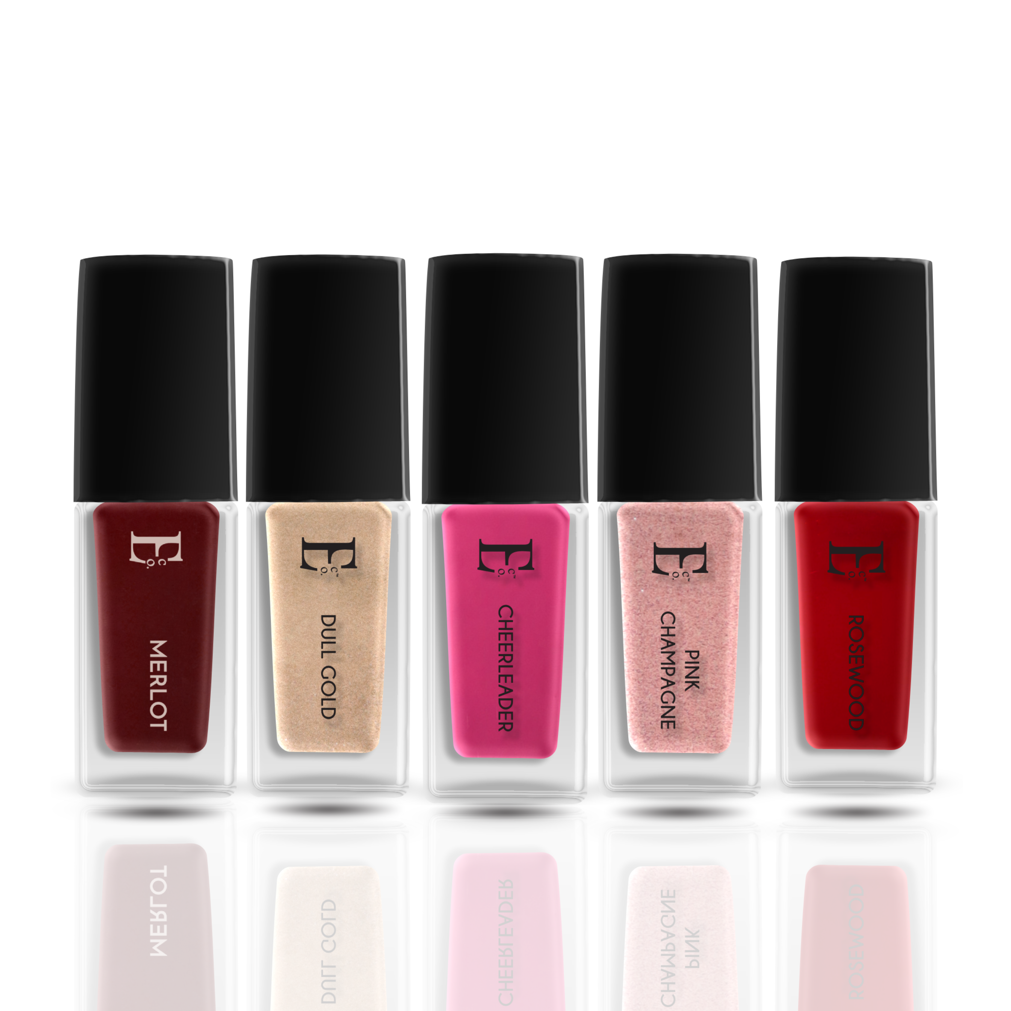 Opulent Essence Collection Vegan Nail Polish Combo Pack of 5 (5ml Each) – Cheerleader, Dull Gold, Pink Champagne, Merlot & Rosewood