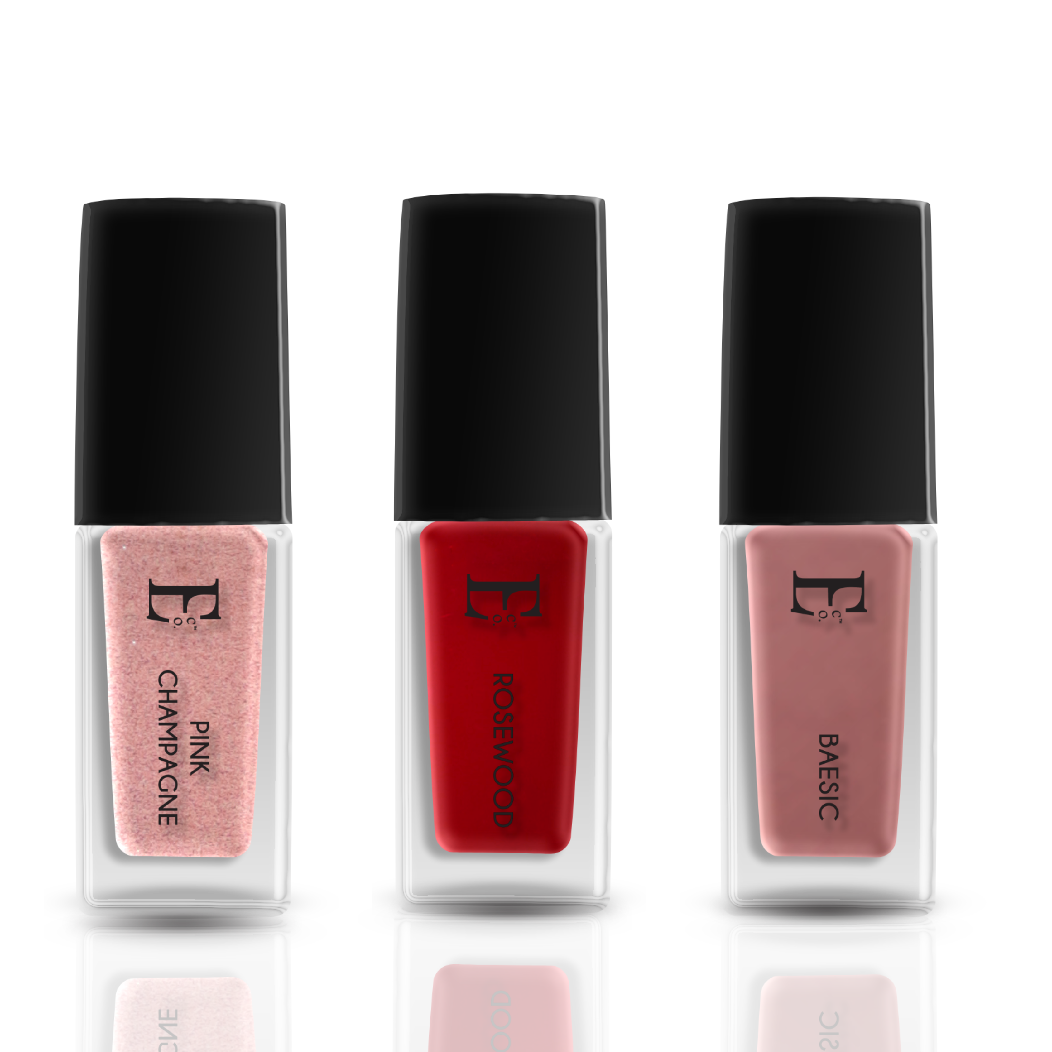 Soft Bloom Trio Vegan Nail Polish Combo Pack of 3 (5ml Each) – Baesic, Rosewood & Pink Champagne