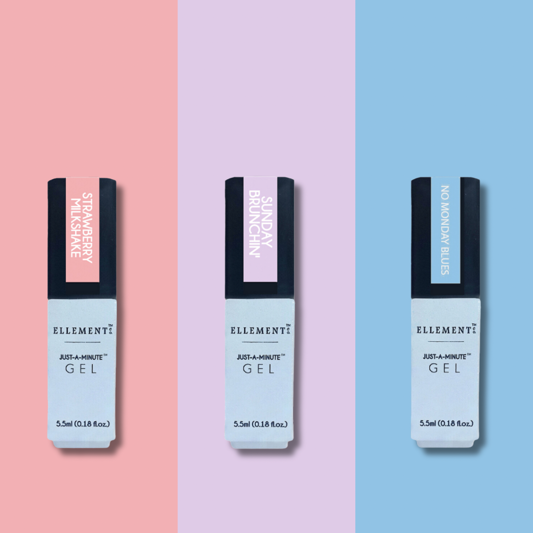 Dreamy Trio Gel Nail Polish Set – 3 Mini Pastel Shades (Strawberry Pink, Lavender, Sky Blue) – Long-Lasting, Chip-Resistant, High-Gloss, Salon-Quality Formula.