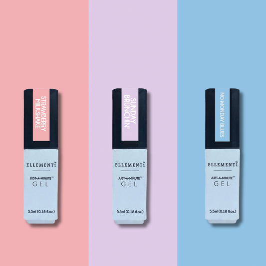 Dreamy Trio Gel Nail Polish Set – 3 Mini Pastel Shades (Strawberry Pink, Lavender, Sky Blue) – Long-Lasting, Chip-Resistant, High-Gloss, Salon-Quality Formula.