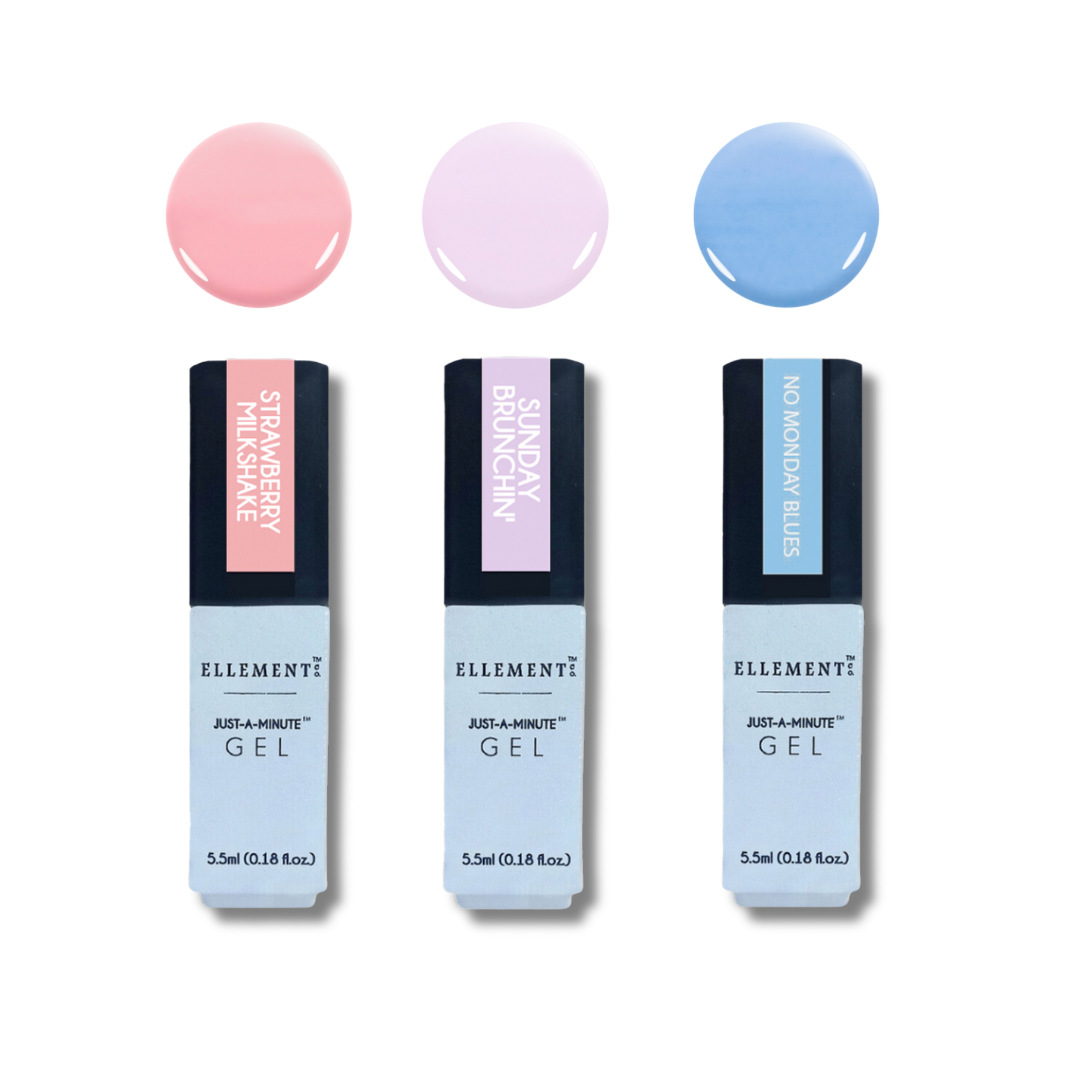 Dreamy Trio Gel Nail Polish Set – 3 Mini Pastel Shades (Strawberry Pink, Lavender, Sky Blue) – Long-Lasting, Chip-Resistant, High-Gloss, Salon-Quality Formula