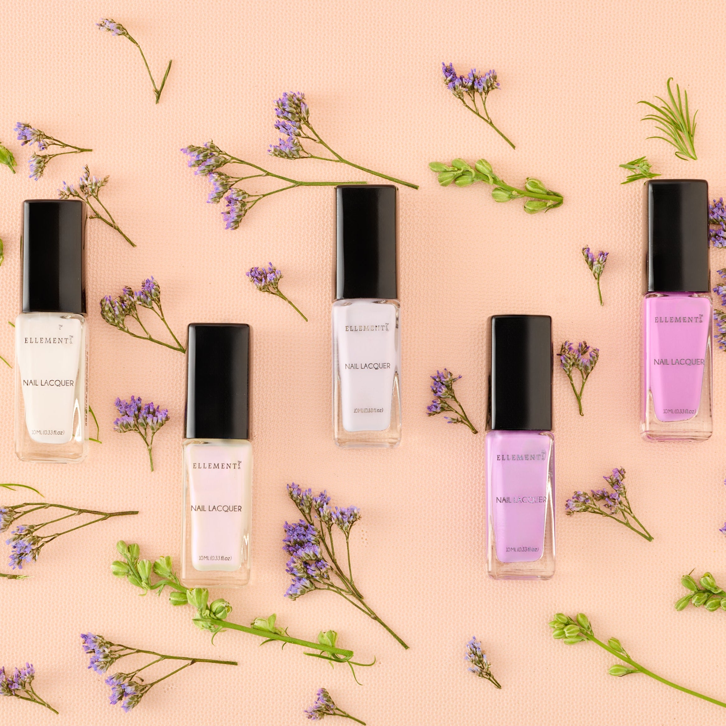 Lavender Love Nail Polish Set – 5-Piece Purple and White Collection (Monster, Hi-Tea, Purple Haze, Milky Way, Blanc)