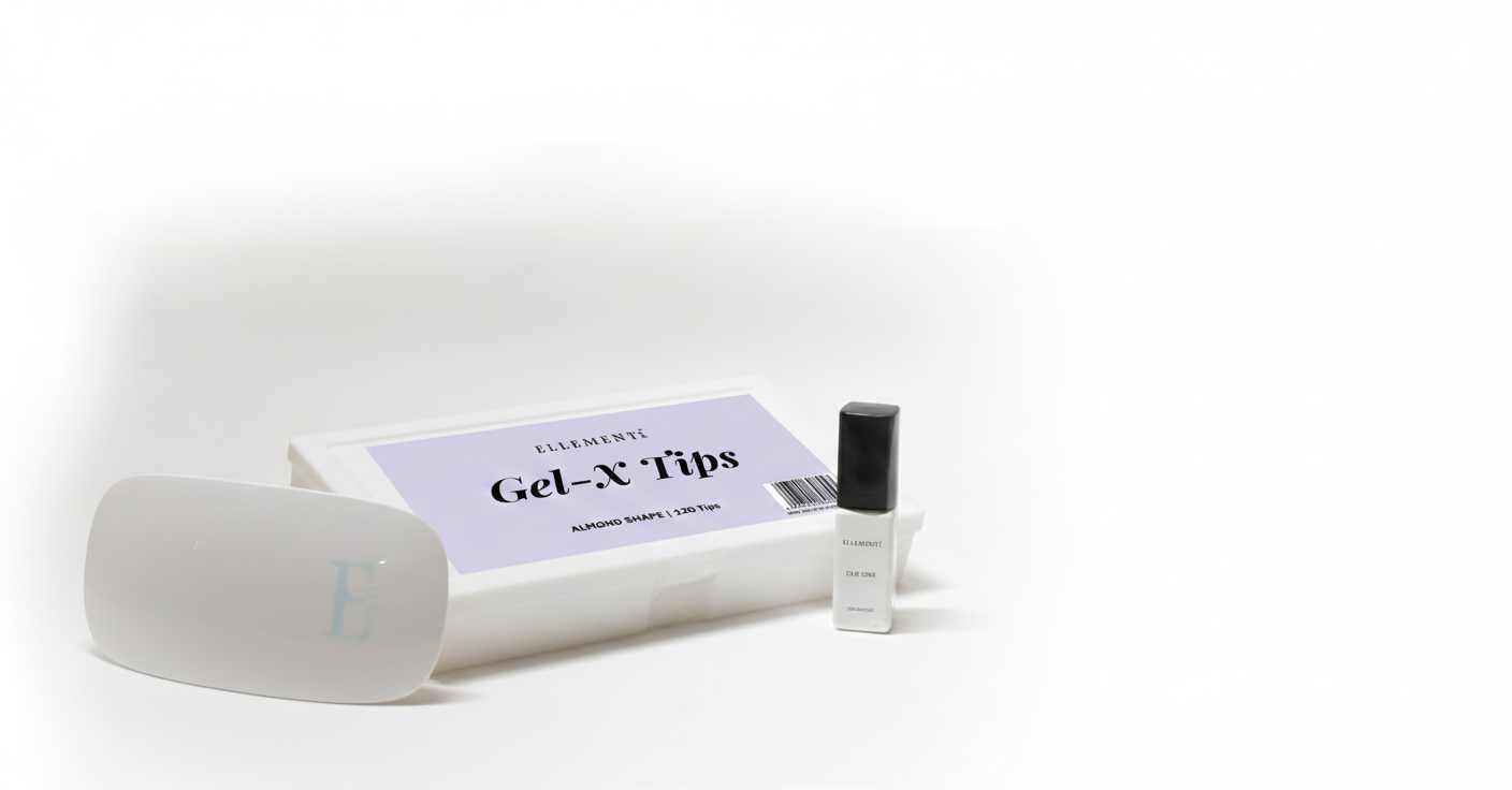Ellement_Co._Gel_X_Tips_-_120_Almond_Shape_tips with Mini Led Lamp Glue Gel