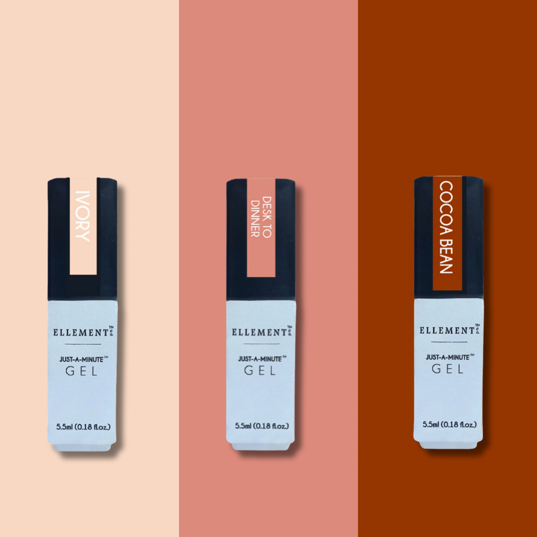 Everyday Neutrals Nail Polish - Set Of 3 Mini Shades Ivory, Desk to Dinner, Cocoa Bean, Long-Lasting & Elegant.