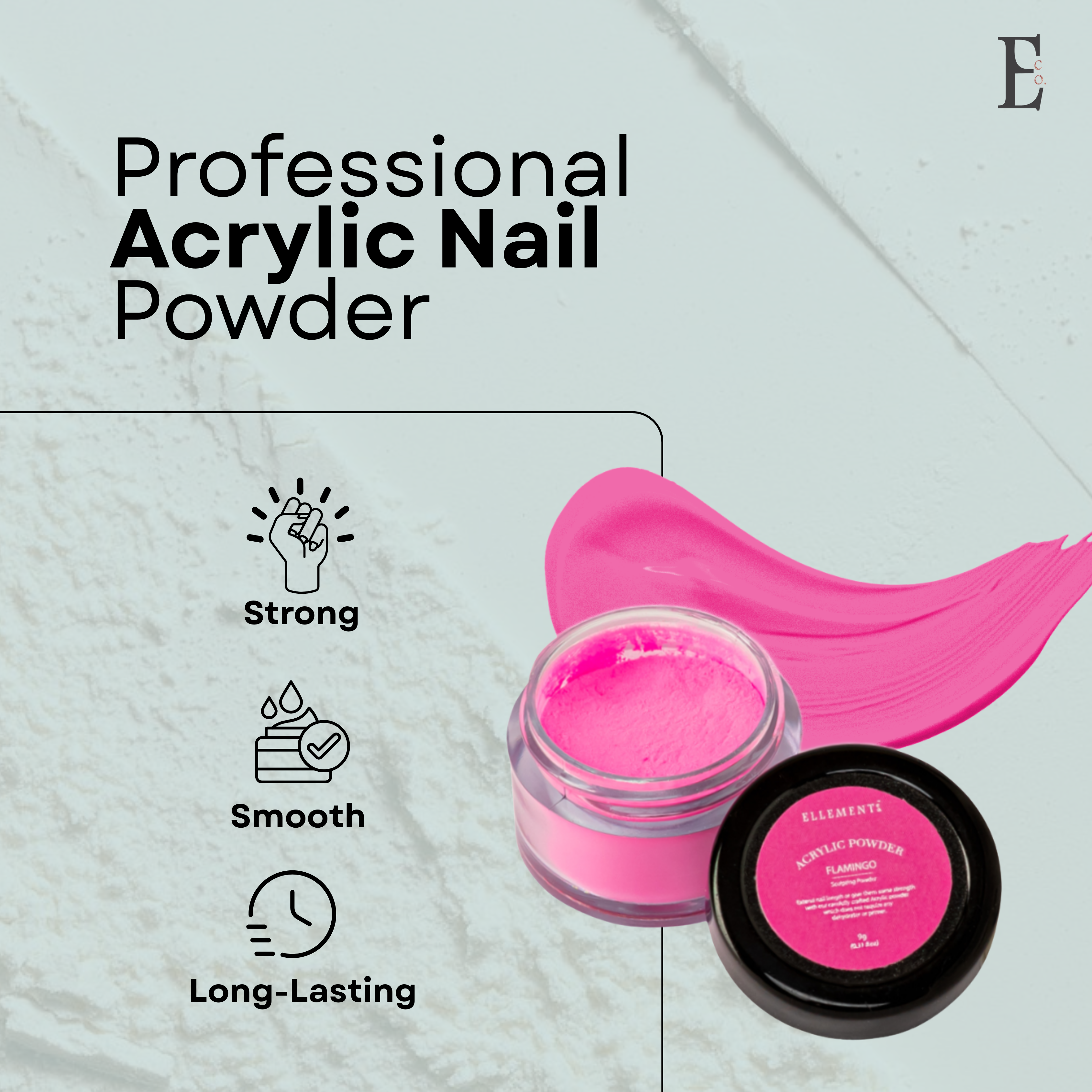 Flamingo Hot Pink Coloured Acrylic Powder for Nail Extensions and Overlays – Professional Acrylic Nail Powder for Long-Lasting Results