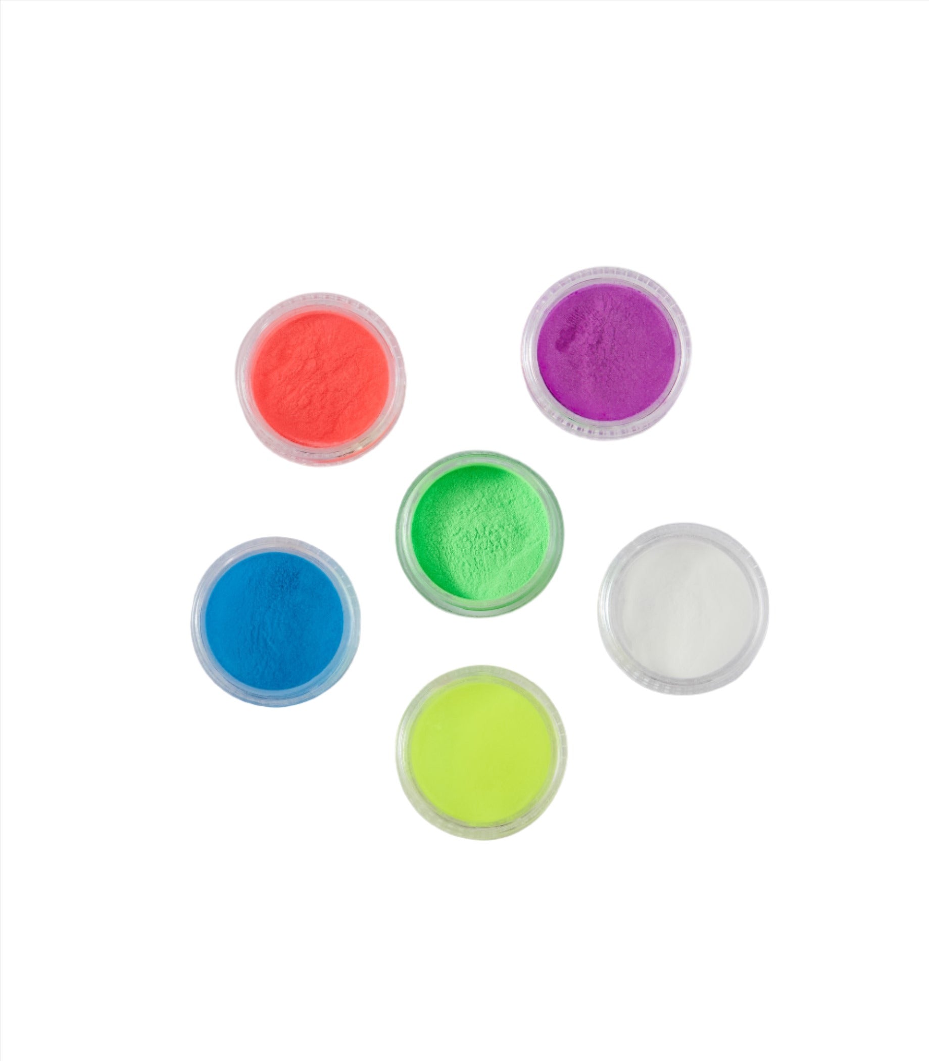 Glow in the Dark Nail Powder Set of 6 — Neon Effect Luminous Pigments for DIY Nail Art Designs