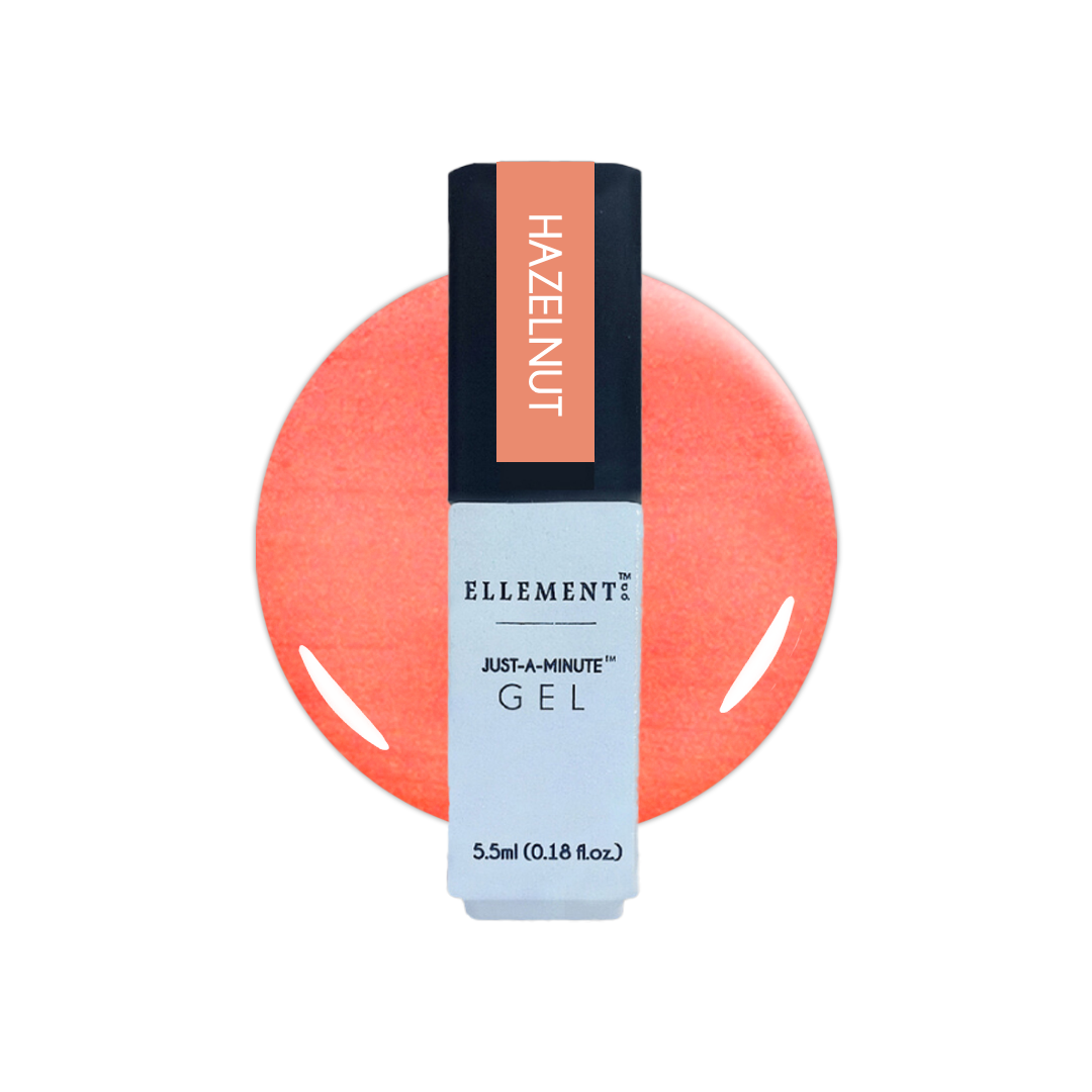 Hazelnut Gel Polish – Warm Peachy-Coral Shade with Shimmer & Glitter, Streak-Free Brush for Flawless Nails