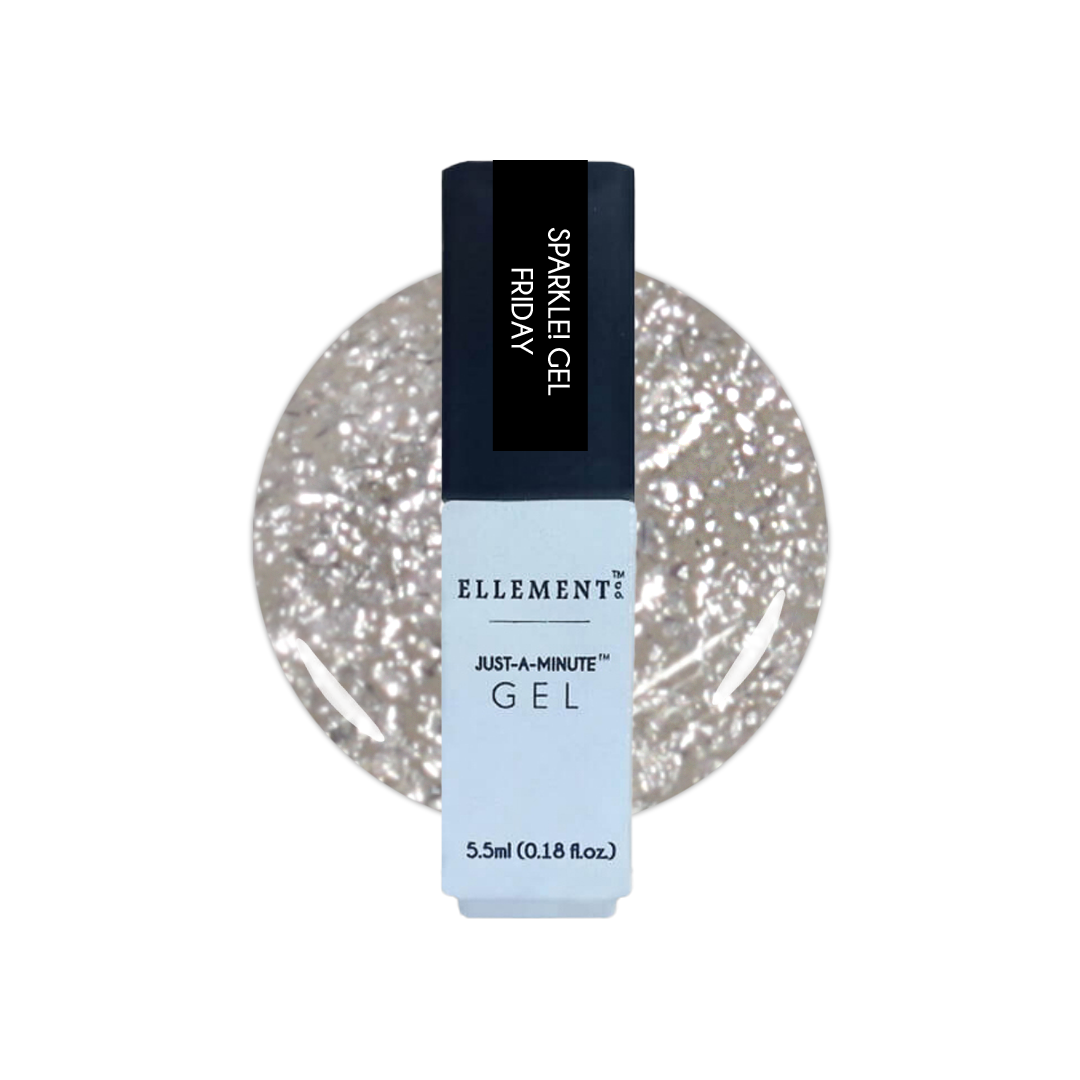 Friday Sparkle Gel Polish, Silver Graphite Glitter Nail Color – Shimmering Long-Lasting UV LED Gel, Salon-Quality Shine