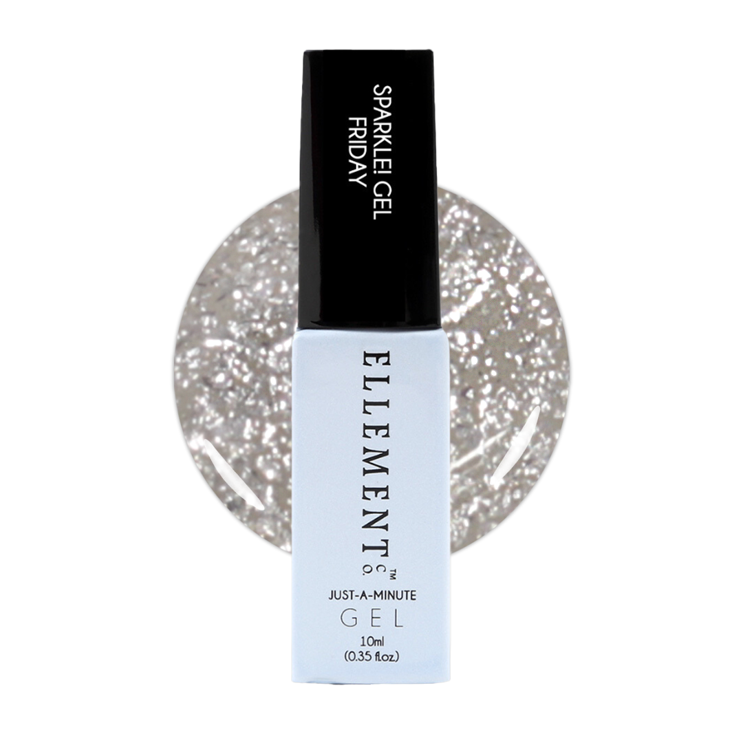 Friday Sparkle Gel Polish, Silver Graphite Glitter Nail Color – Shimmering Long-Lasting UV LED Gel, Salon-Quality Shine