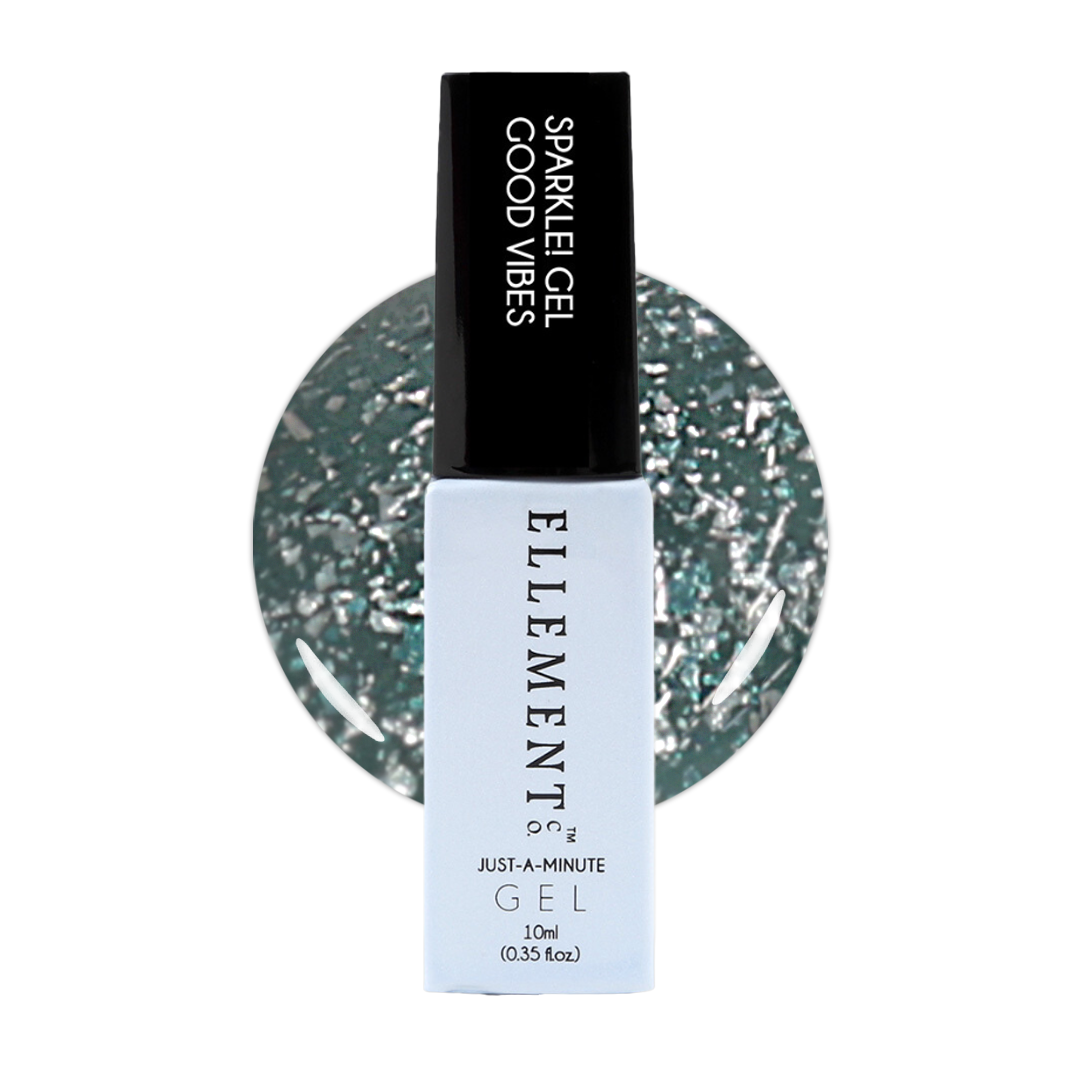 Good Vibes Sparkle Gel Polish – Shimmering Black-Green Glitter, Festive Nail Gel for Natural & Acrylic Nails