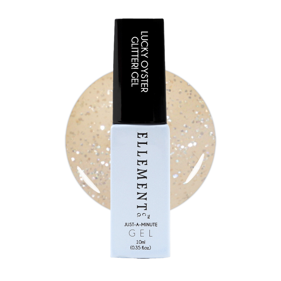 Lucky Oyster Glitter Gel Polish – Shimmering Champagne Gold, Sparkling Nail Top Coat, Long-Lasting Gel for Natural & Acrylic Nails