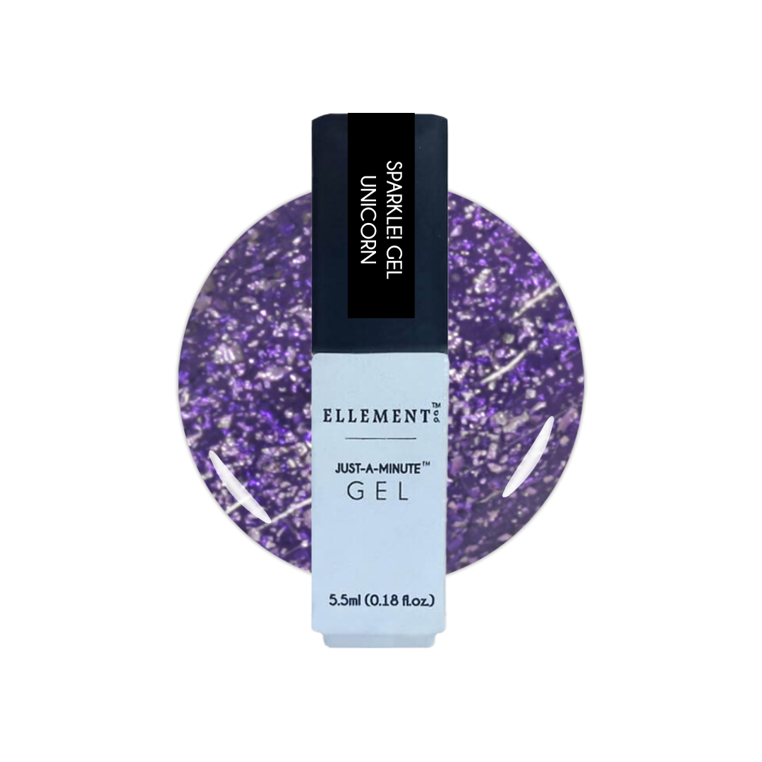 Unicorn Sparkle Gel Polish – Purple Glitter Shimmer, Long-Lasting, Streak-Free Brush, All Nail Types