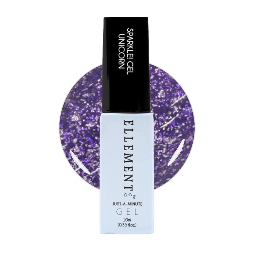 Unicorn Sparkle Gel Polish – Purple Glitter Shimmer, Long-Lasting, Streak-Free Brush, All Nail Types