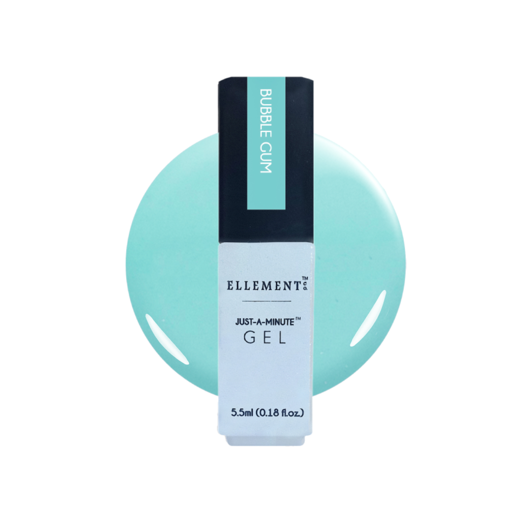 Bubble Gum Gel Polish – Light Blue with Green Tint, Pastel Summer Shade, Smooth Streak-Free Application