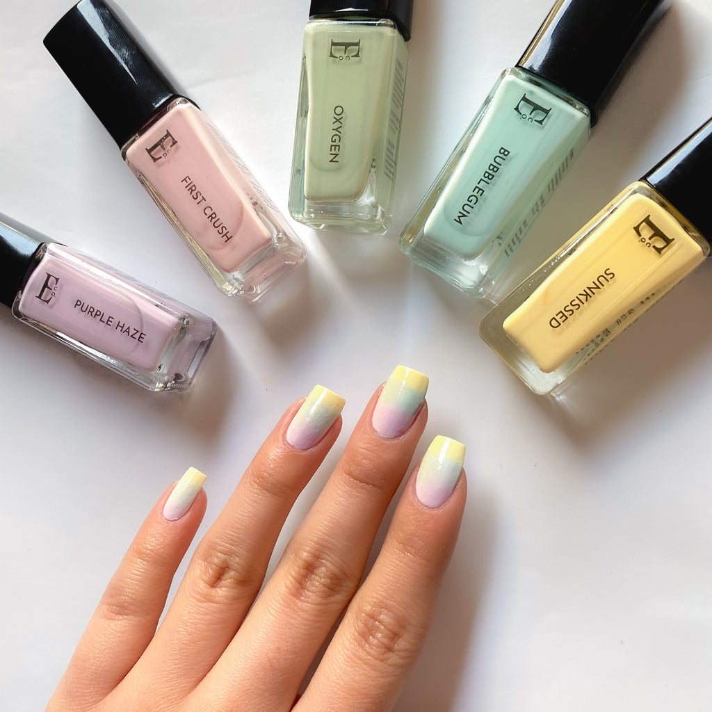 Nature's Palette Nail Polish Set – Summer Ombre Pastel Collection, 5 Shades (Purple Haze, First Crush, Oxygen, Bubblegum, Sunkissed)
