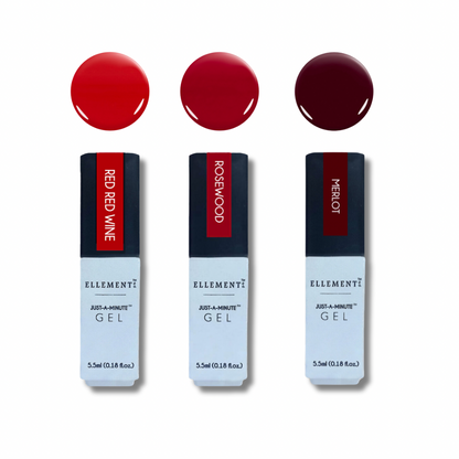 Red, Hot & Ready Gel Nail Polish Set – 3 Long-Lasting Glossy Reds (Cherry, Rosewood & Merlot) – Ultra-Pigmented, Salon-Quality, Chip-Resistant