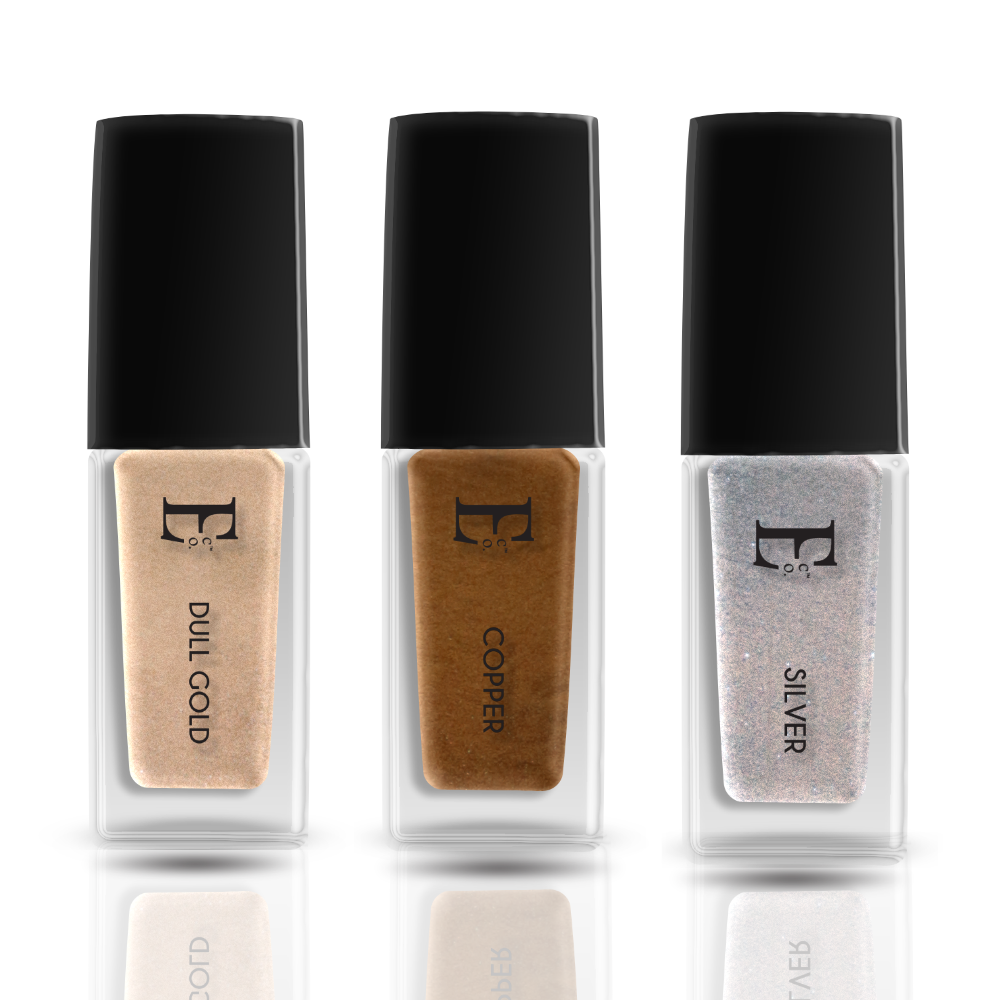 The Gilded Edit Vegan Nail Polish Combo Pack of 3 (5ml Each) – Copper, Silver & Dull Gold