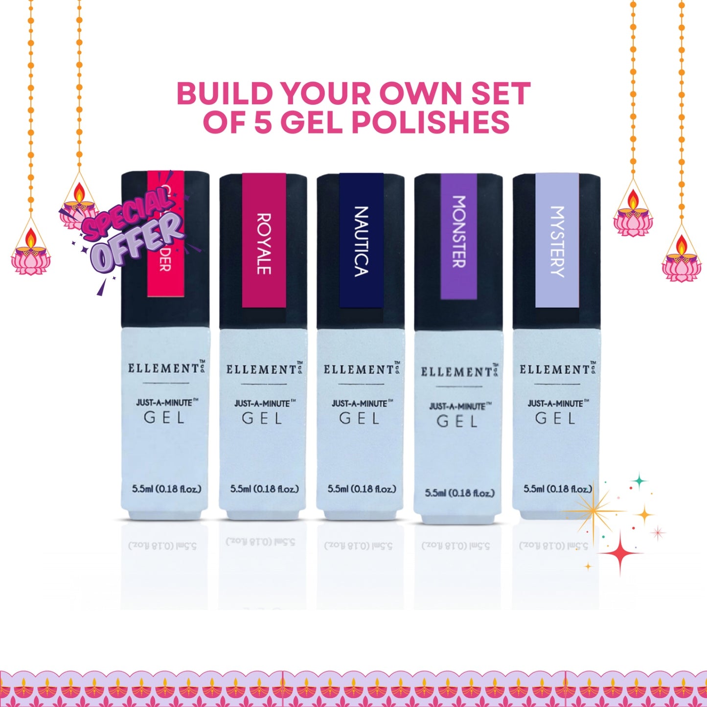 Set of 5 Different Gel Polishes (5.5ml)