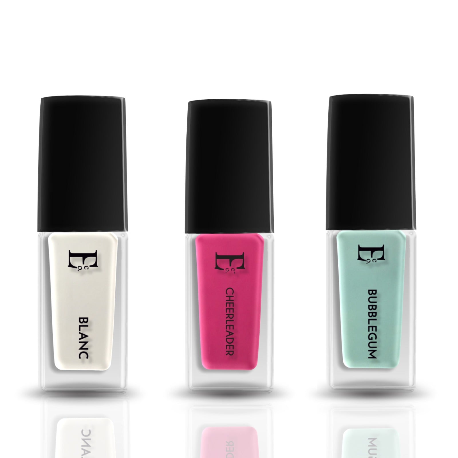 Chic Splash Collection Vegan Nail Polish Combo Pack of 3 (5ml Each) – Cheerleader, Blanc & Bubblegum