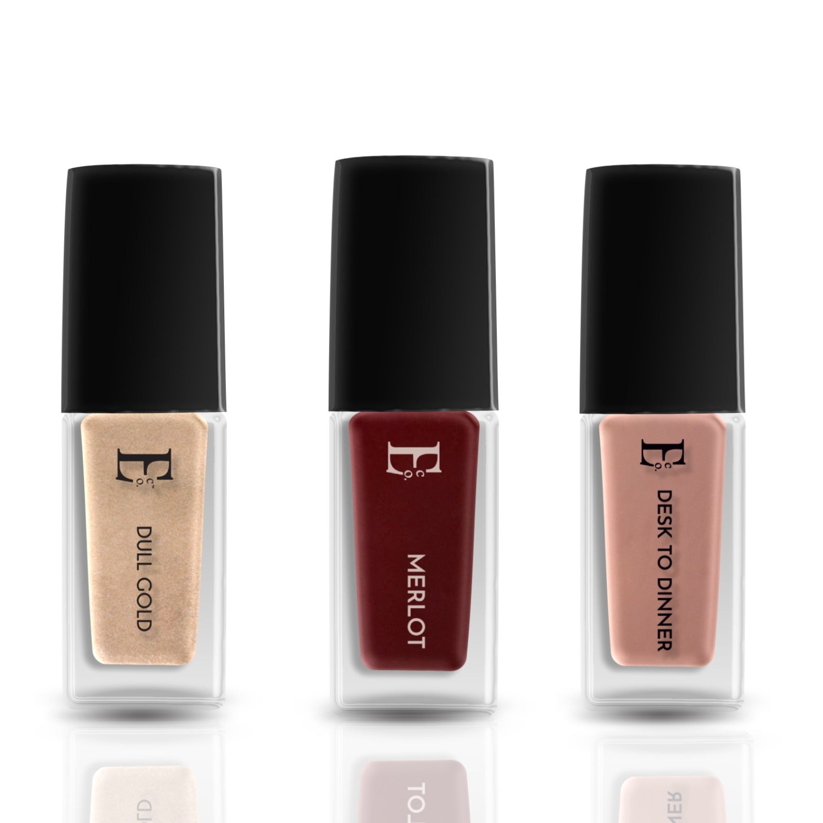 Amber Aura Trio Vegan Nail Polish Combo Pack of 3 (5ml Each) – Merlot, Dull Gold & Desk to Dinner