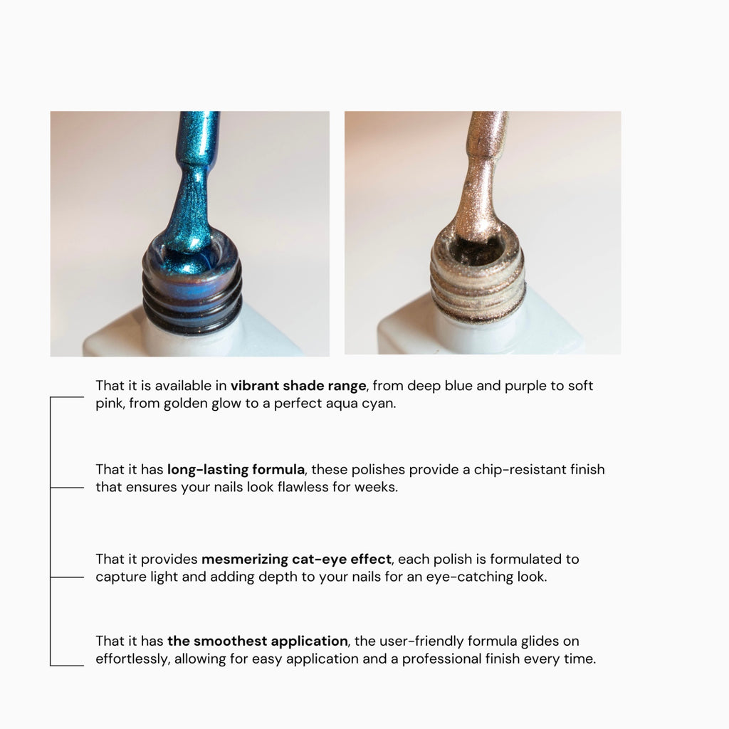 Luna Cat Eye Gel Polish – Copper-Brown with Silver Tint, Magnetic 3D Effect, Long-Lasting & Shiny