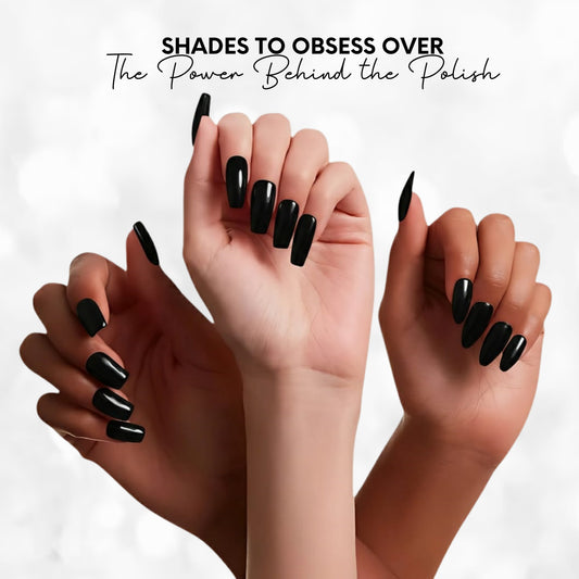 Wild Thoughts Vegan Black Nail Polish – Chip-Resistant, Non-Yellowing, Gel-Like, Long-Lasting Shine in mage on nails