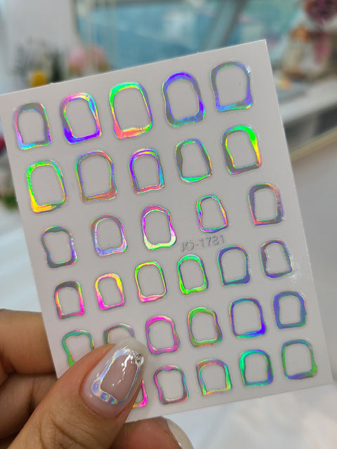 Holographic Silver Nail Art Stickers