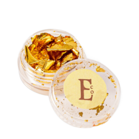 Metallic Chrome Pieces Gold Flakes
